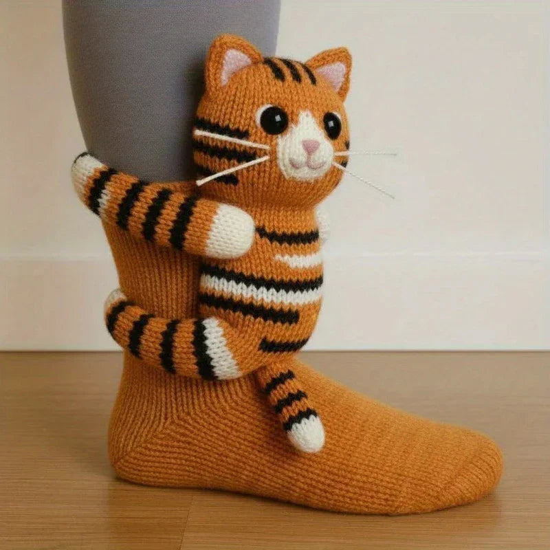 Knitted Plush Socks - Animal Pattern Unisex Cotton Socks