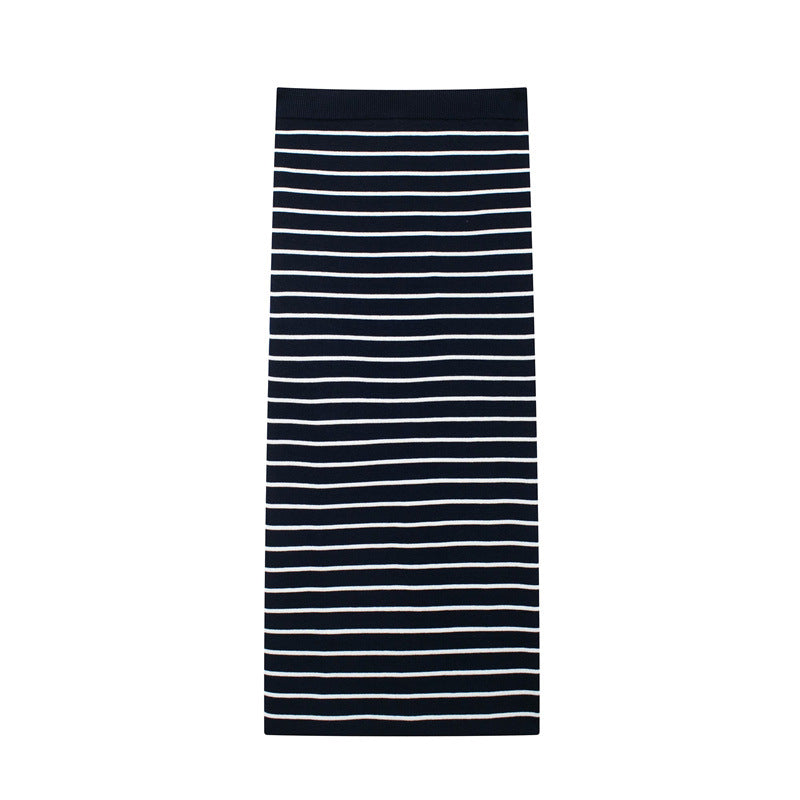 Knitted striped long sleeved suit for outerwear