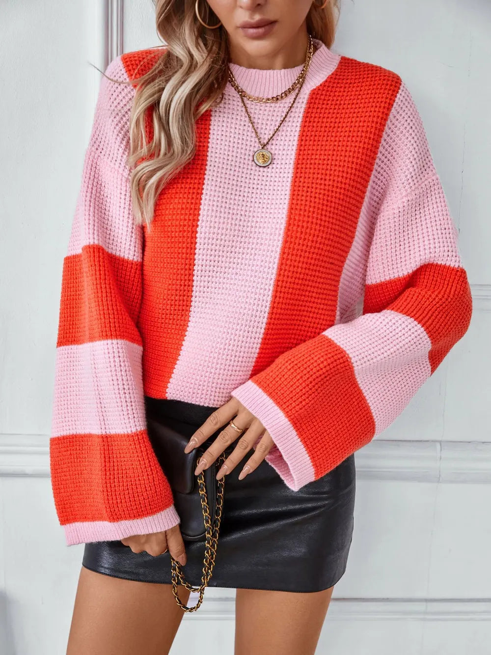 Knitted sweater autumn and winter new casual loose pullover sweater for women