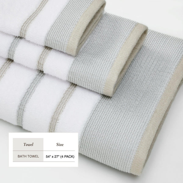 Decorative Cotton Stripe Bath Towel Set - Noelle Collection