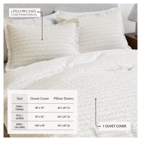 100% Cotton Honeycomb Waffle Duvet Set - Mattea Collection