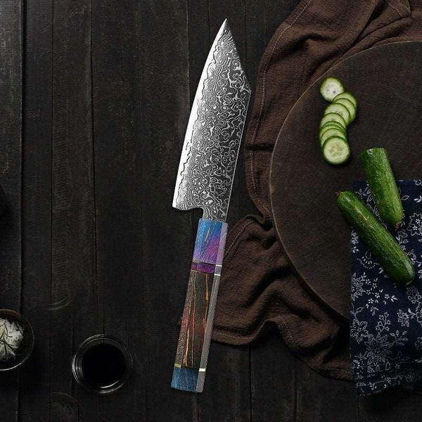 KODACHI VG10 Damascus Bunka Knife with Rosewood Burl Handle - Gifts for You 'n Me