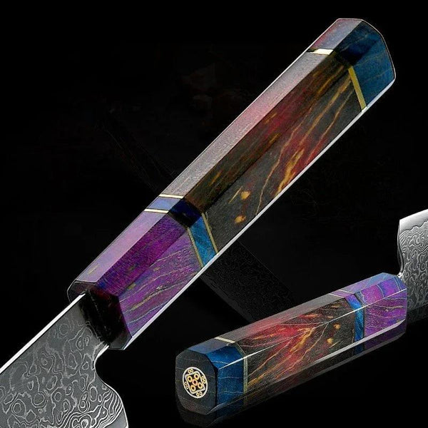KODACHI VG10 Damascus Bunka Knife with Rosewood Burl Handle - Gifts for You 'n Me