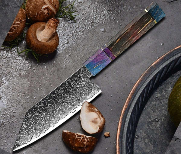 KODACHI VG10 Damascus Bunka Knife with Rosewood Burl Handle - Gifts for You 'n Me