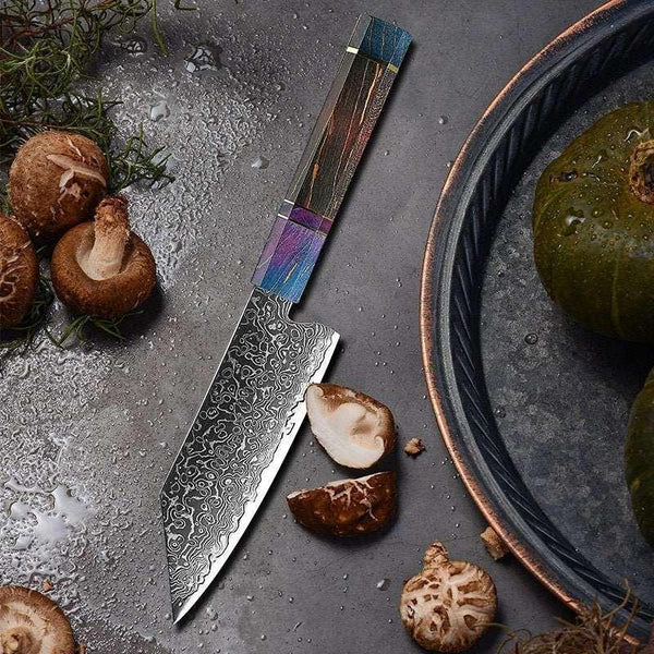 KODACHI VG10 Damascus Bunka Knife with Rosewood Burl Handle - Gifts for You 'n Me