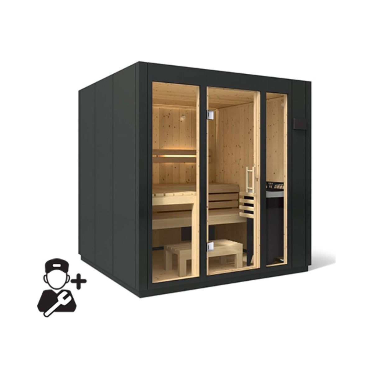 Kohler C1 Indoor Graphite Gray Freestanding Alcove Design Sauna Kit (SAK93182)
