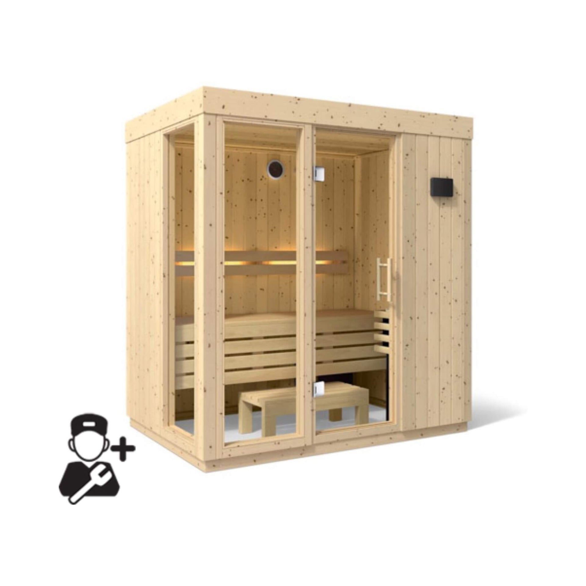 Kohler C1 Luxury Indoor Scandinavian Spruce Home Sauna Kit (SAK60418)