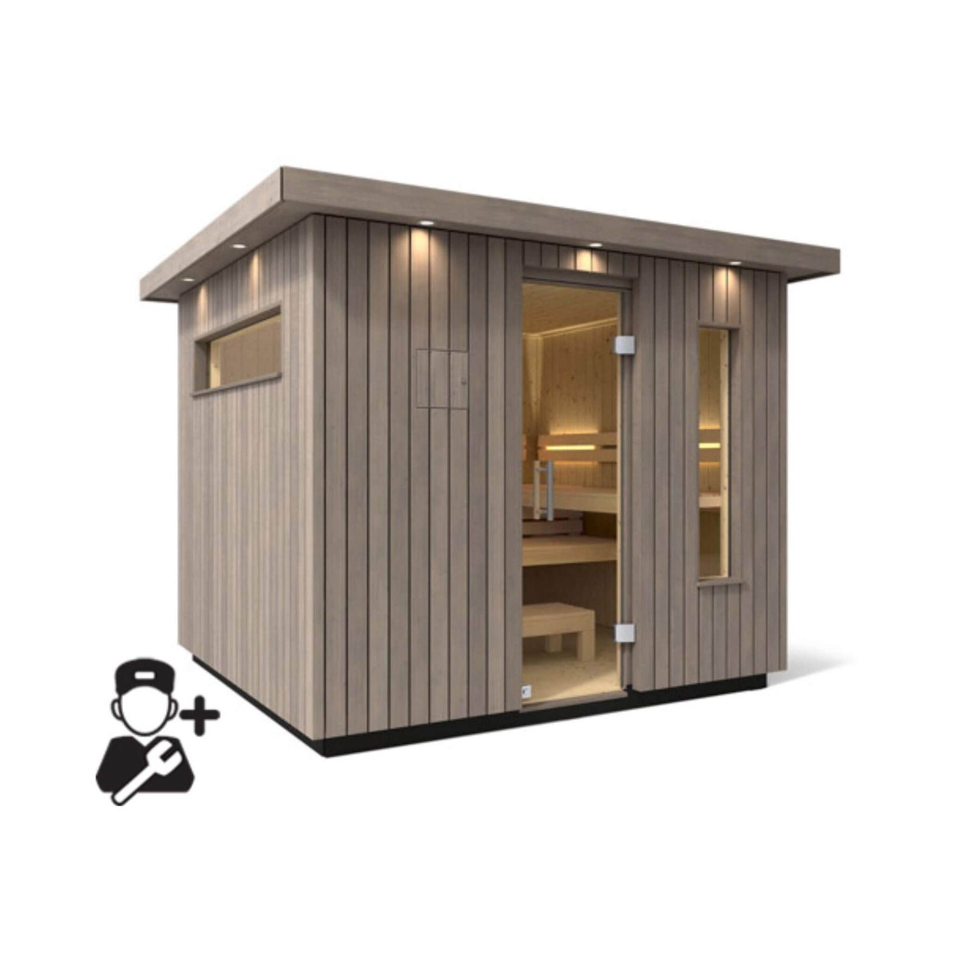 Kohler C2 Outdoor Weathered Gray Spruce Sauna Kit (SAK39184)