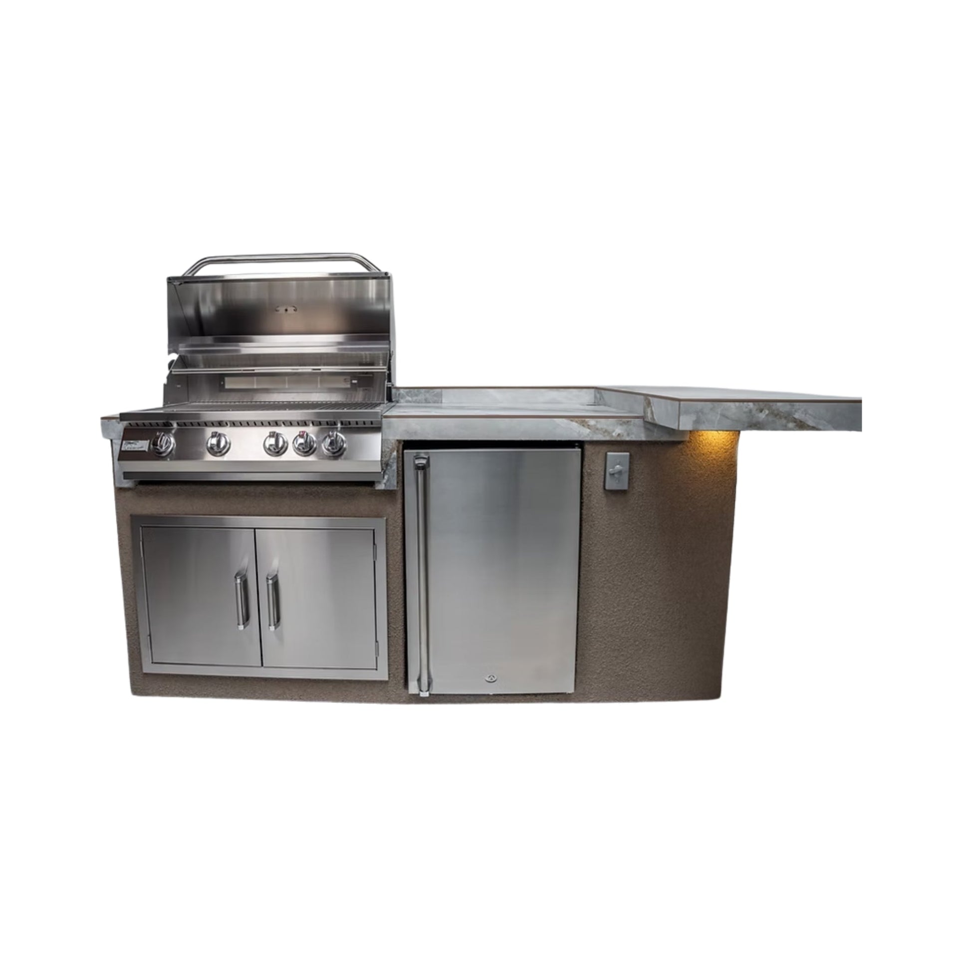 KoKoMo Grills St.John 7FT BBQ Island With LEDs, Built-In BBQ And Refrigerator [Made-To-Order] (SAK91568)