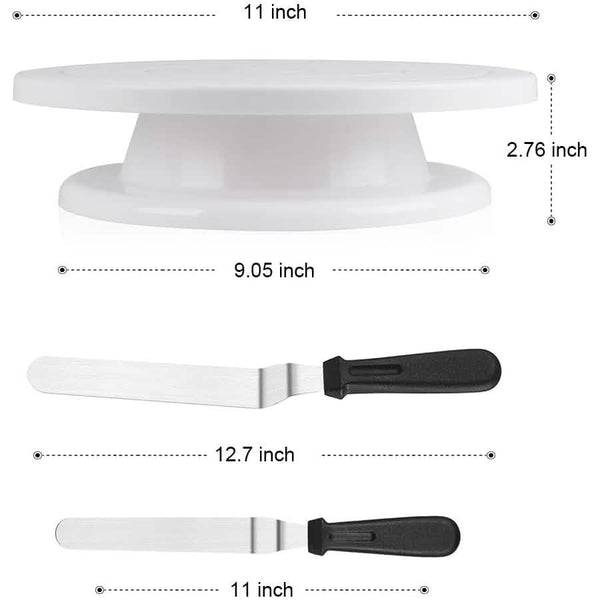 Kootek 11 Inch Rotating Cake Turntable with 2 Icing Spatula and 3 Icing Smoother