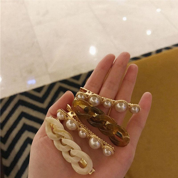 Korea Style Pearl Hair clip for Women Romantic Female Jewelry Chain Hairpin Accessories Hair Stick Barrettes  Hair Accessories for Party Wedding