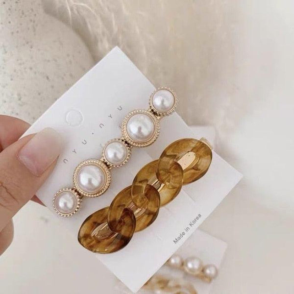Korea Style Pearl Hair clip for Women Romantic Female Jewelry Chain Hairpin Accessories Hair Stick Barrettes  Hair Accessories for Party Wedding