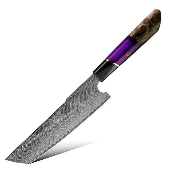 Kotetsu VG10 Chef Knife Damascus Nakiri Knife with Exotic Rose Wood & Resin Handle - Gifts for You 'n Me