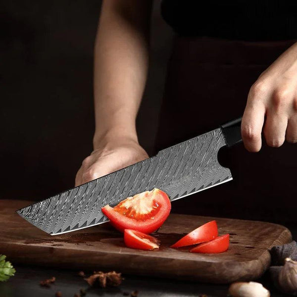 Kotetsu VG10 Chef Knife Damascus Nakiri Knife with Exotic Rose Wood & Resin Handle - Gifts for You 'n Me