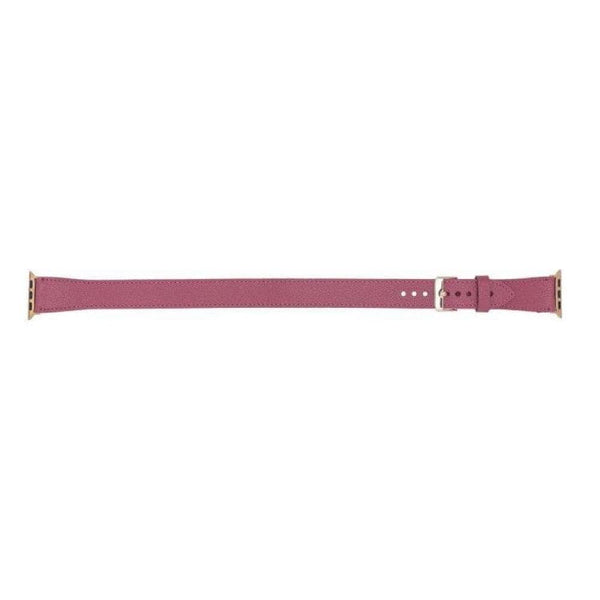 Luxury Double Wrap Dark Pink Leather Apple Watch Band - San Diego