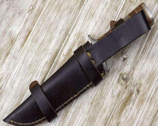 Kris Damascus Hunting Bowie Knife with Exotic Rose wood & Bone handle - Gifts for You 'n Me
