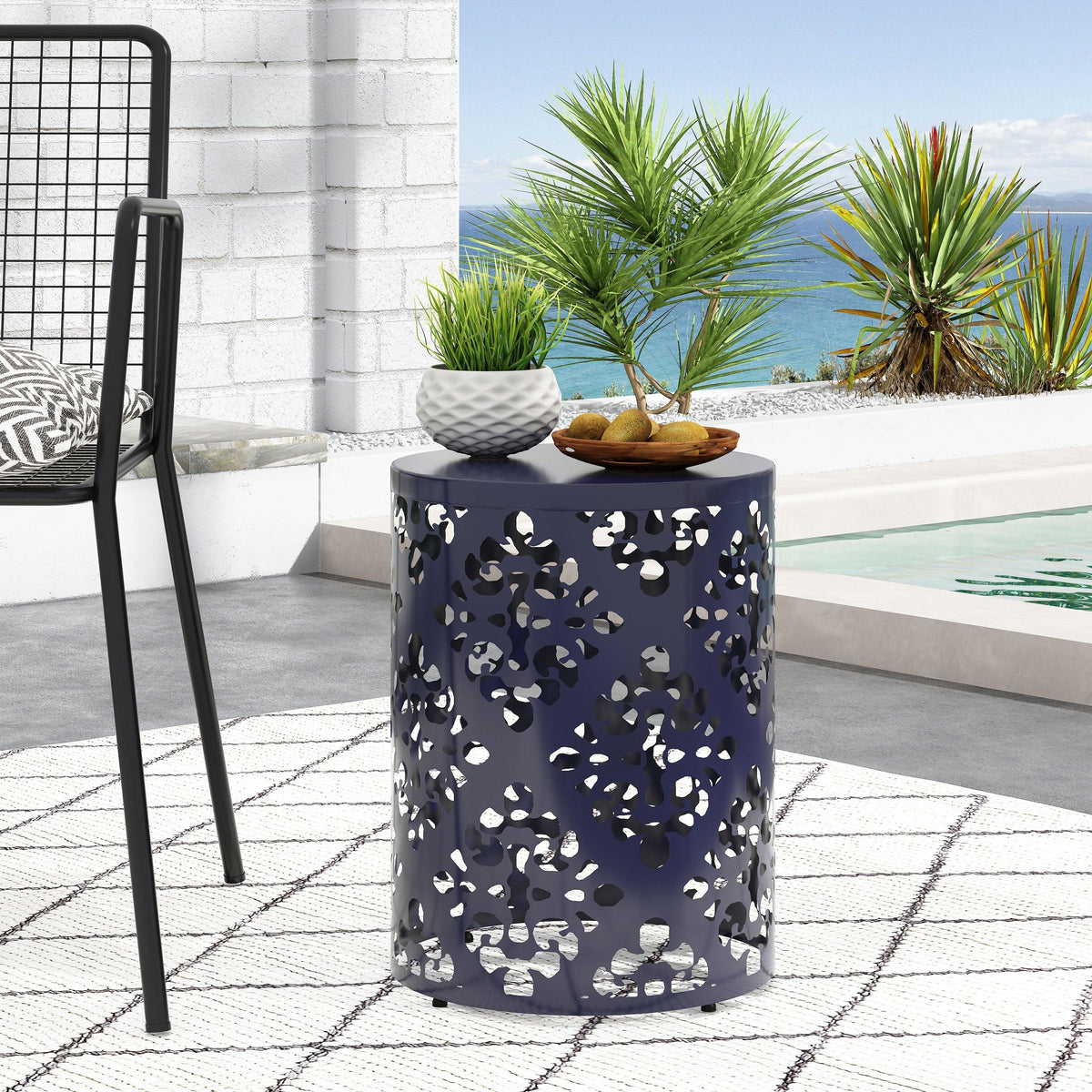 Outdoor Metal End Table - Large