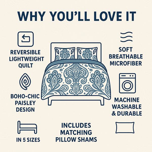 DaDa Bedding Bohemian Summertime White Blue Floral Paisley Bedspread Set (KSX-003)