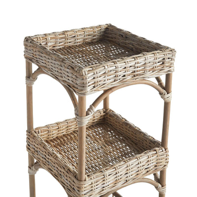 Kubu Rattan Etagere Shelf with Woven Tray Tiers