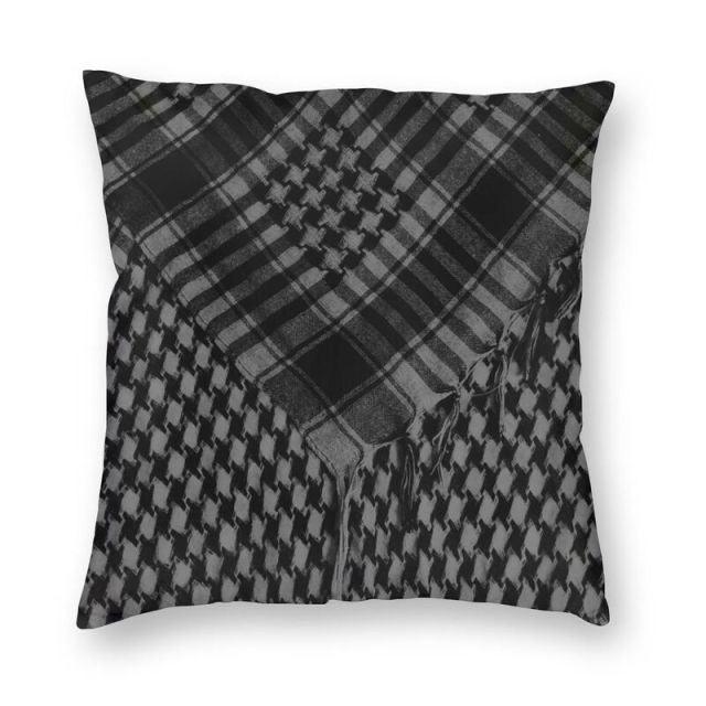 Kufiyah Bandana Shemagh Cushion Cover for Sofa Velvet Keffiyeh Pattern Pillow Case Living Room Decoration Men Scarf Shawl Wrap Pattern of Arab Shemagh Keffiyeh Men Arab Kufiyah Keffiyeh Arabic Muslim Head Wrap