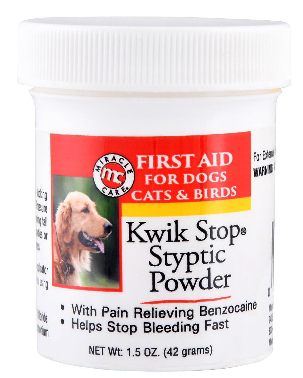 Kwik Stop Styptic Powder for Dogs, Cats, & Birds
