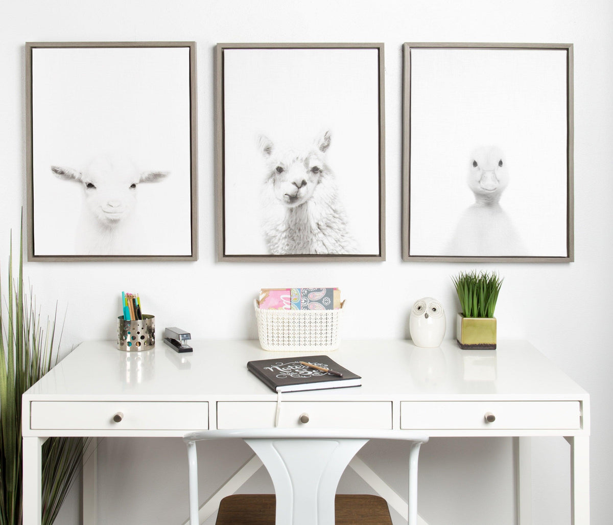Sylvie Baby Goat Framed Canvas by Simon Te Tai
