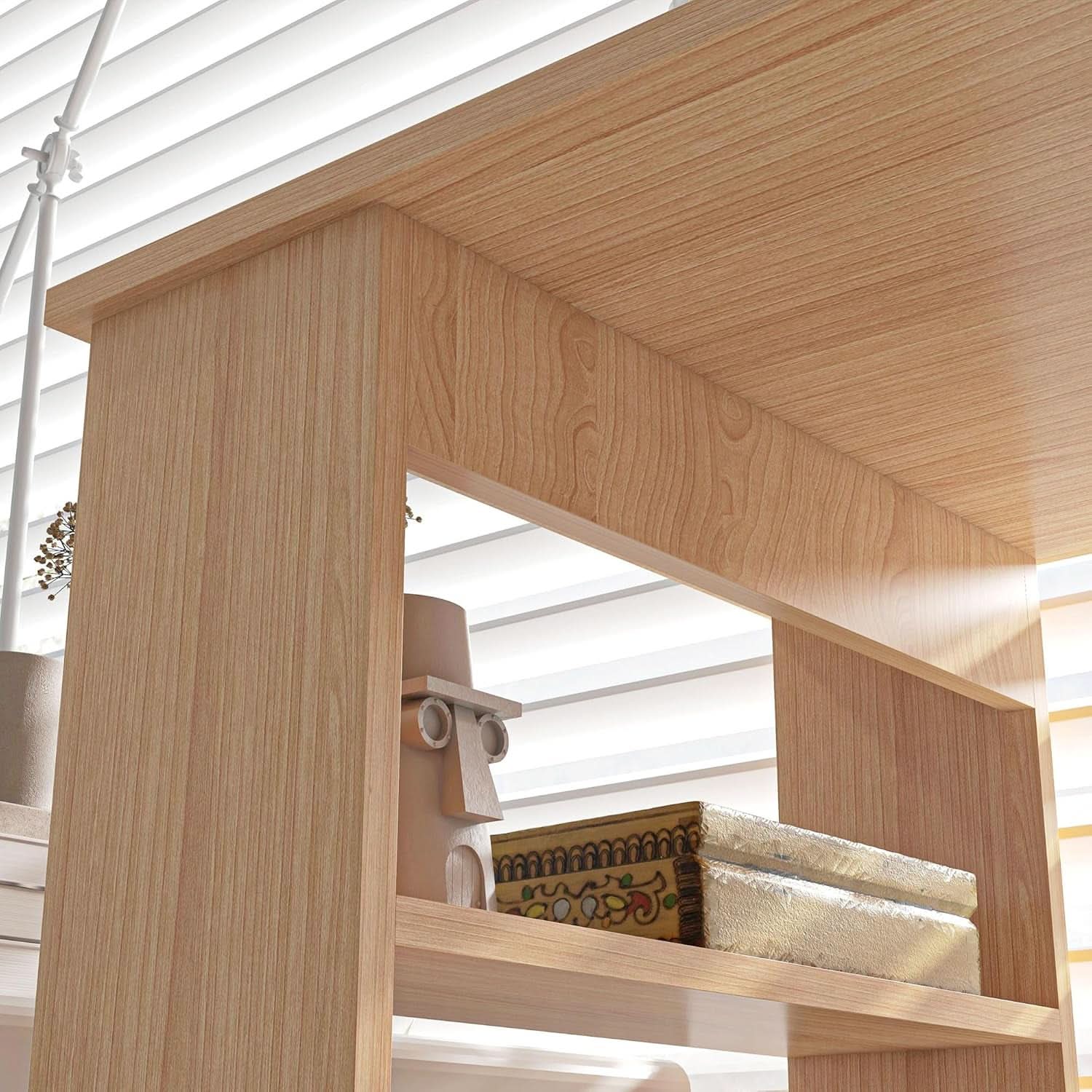 L Shaped Corner Desk With 360 Degree Rotation And Shelves