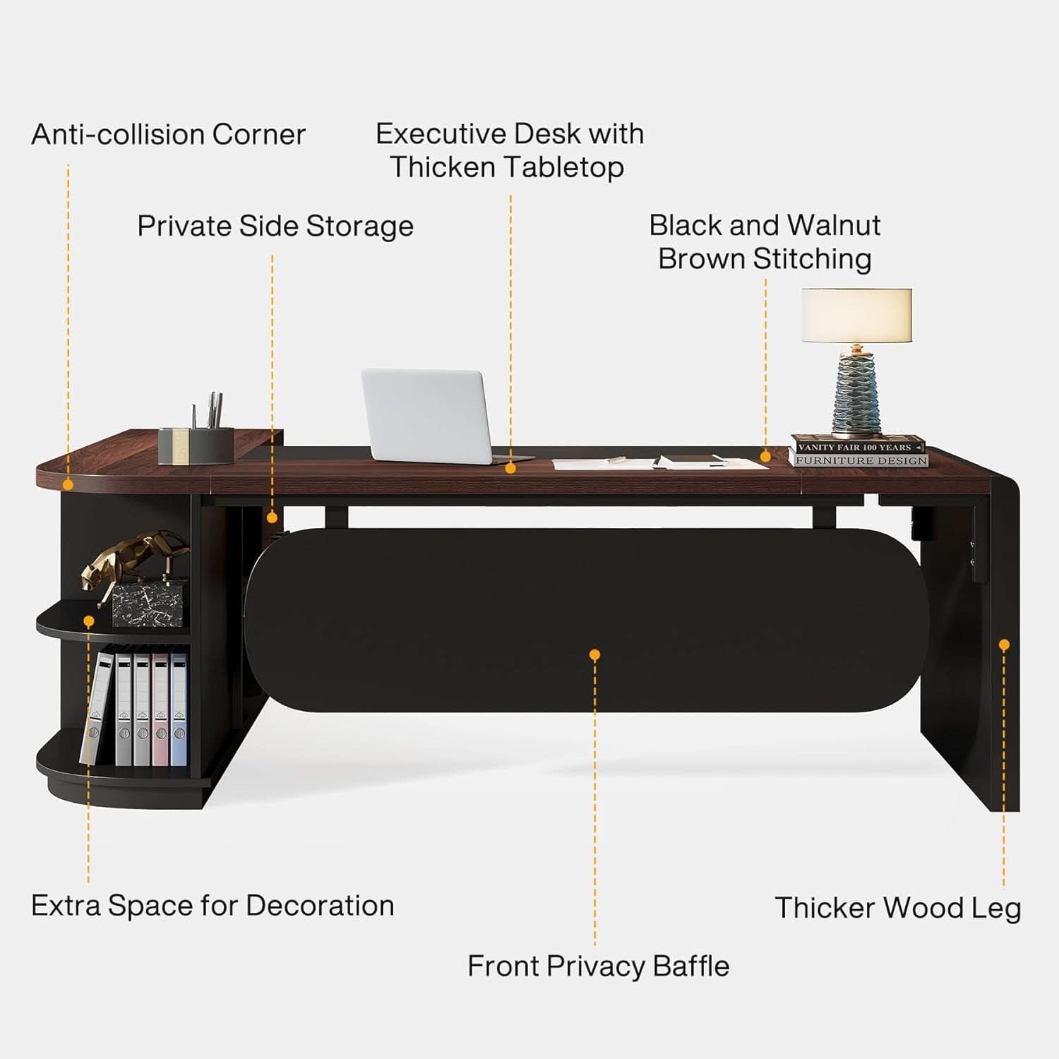 L Shaped Desk With Storage Shelves For Home Office