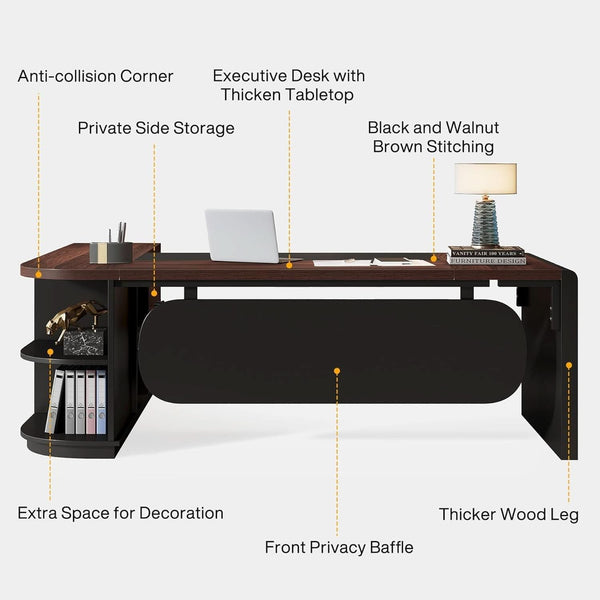L Shaped Desk With Storage Shelves For Home Office