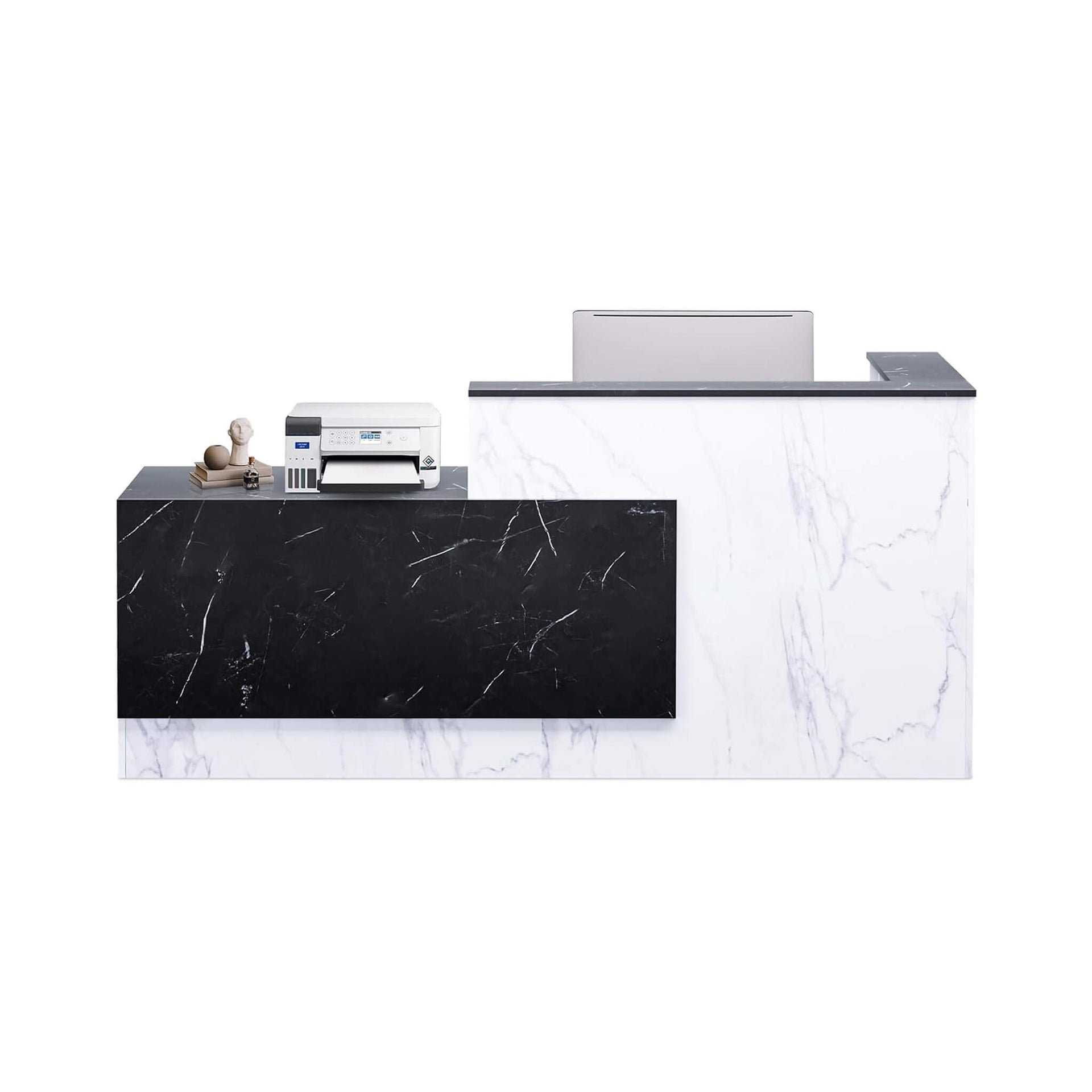 L-Shaped Modern Black And White Reception Desk With Lockable Drawers (SAK50729)