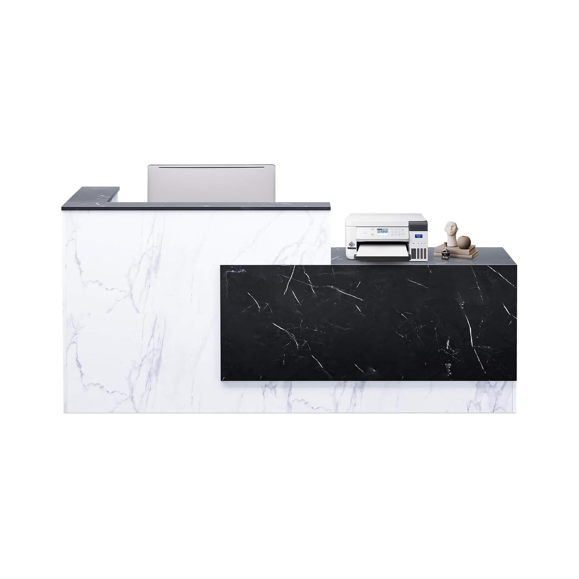 L-Shaped Modern Black And White Reception Desk With Lockable Drawers (SAK50729)