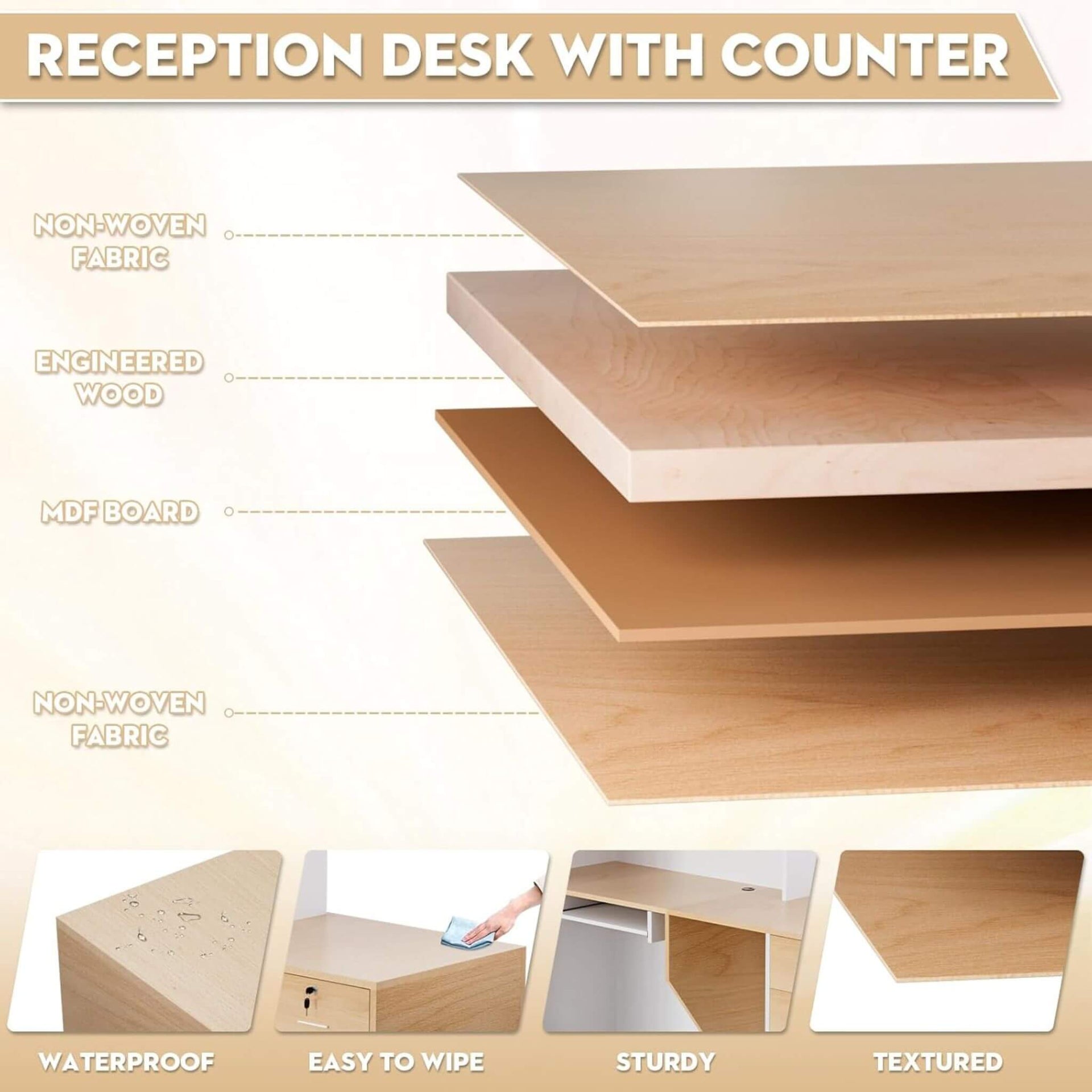 L-Shaped Modern Brown And White Reception Desk With Lockable Drawers (SAK26491)