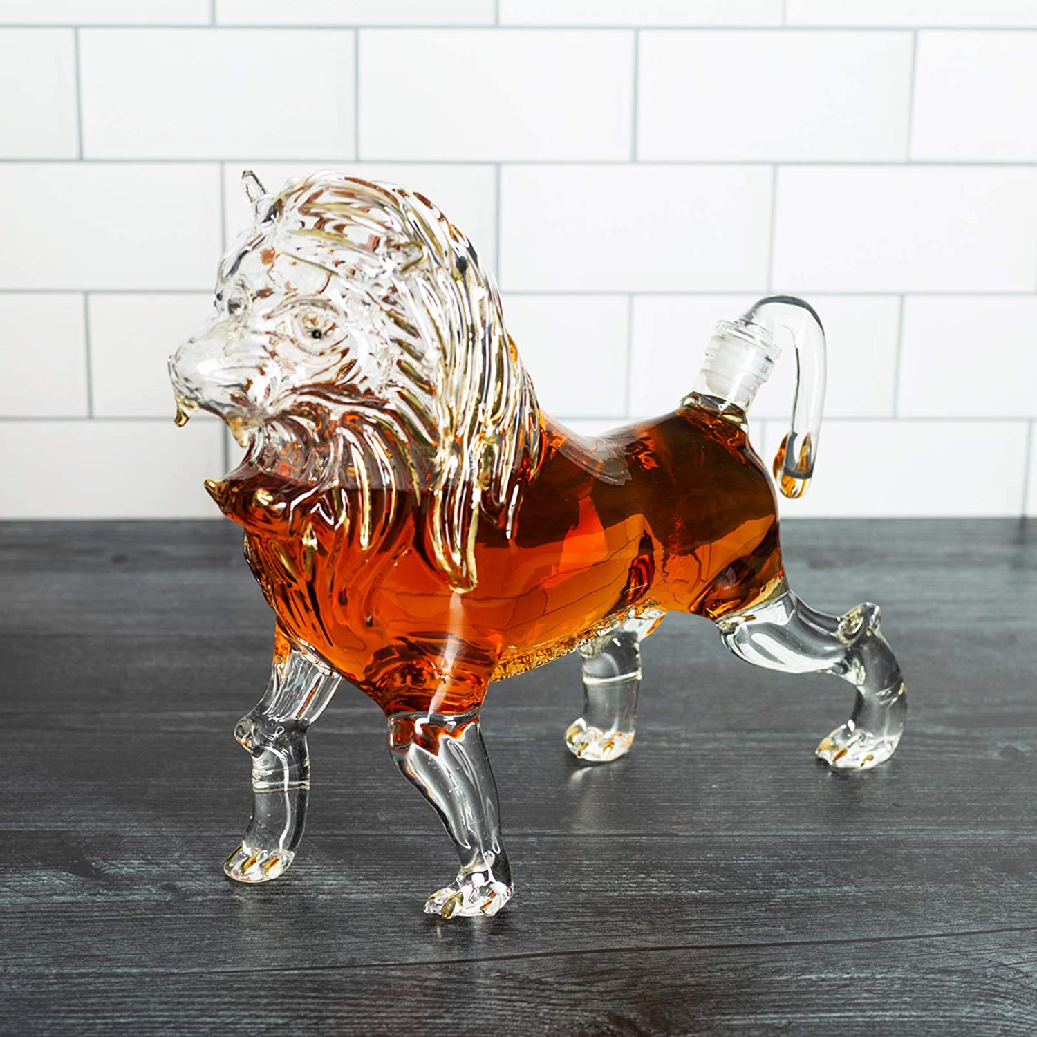 Lion Animal Whiskey and Wine Decanter The Wine Savant - Beautiful Profile of A Lion 500ml - Whiskey, Wine Scotch or Liquor Decanter