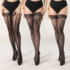 Lace border vertical stripe fishing net over knee socks sexy over knee anti slip silicone lace long tube socks