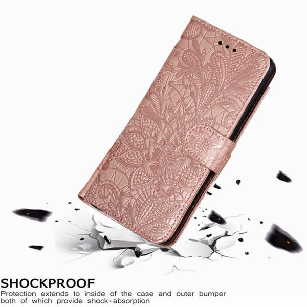 Lace Flower Leather Wallet Case For Xiaomi Redmi Note 11 10 Pro 7 6 8 8t Redmi 10c 10a A1 9t 7a 8a 9c 9a Case Mi A3 A2 Lite 9 Phone Case Premium Pu Leather Flip Cover With Card Holder Feature Protective Cover