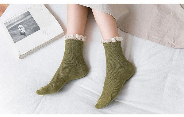 Lace Frilly Ruffle Socks Kawaii Cute Korean Style Women Cotton Woman Socks Winter Comfortable Cotton Socks Warm Socks For Men And Women