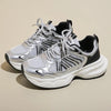 Lace-Up Platform Athletic Shoes - Silver / 38(US7)
