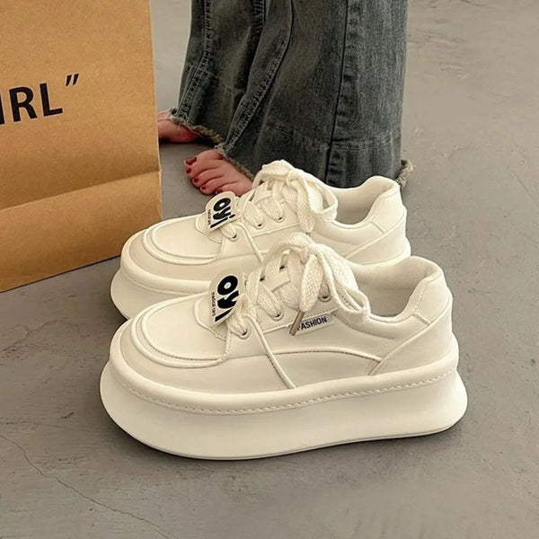 Lace Up Round Toe Platform Sneakers