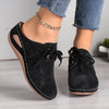 Lace-Up Round Toe Wedge Sandals - Black / 38