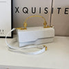 Lacquer leather portable mailman bag versatile shoulder bag - white