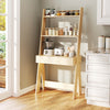 Ladder Shelf Desk Bookcase with Countertop  Drawer and 2 Shelves-Natural