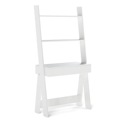 Ladder Shelf Desk with Countertop Drawer and Anti-Toppling Device-Oak