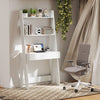 Ladder Shelf Desk with Countertop Drawer and Anti-Toppling Device-Oak