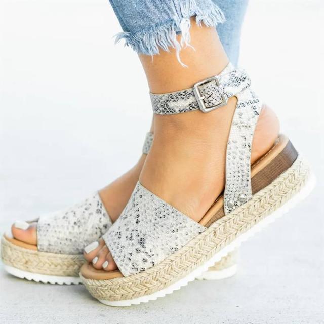 Ladies Elegant Leopard Shoes For Women High Heels Sandals Summer Flip Flop Platform Sandals High Platform Sandals Thick Bottom Belt Buckle Shoes Adjustable Strap Sandals