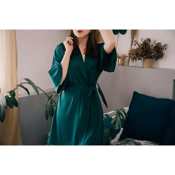 Ladies Fashion Red Soft Short Sleepwear For Women Trendy Women's Comfortable V Neck Bathrobe  Bridesmaid Bride Party Robes