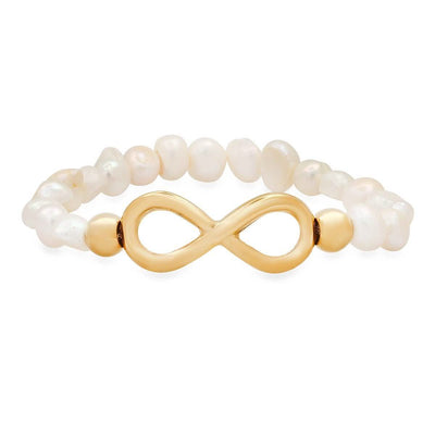 Ladies Freshwater Pearls and Infinity Charm Bracelet