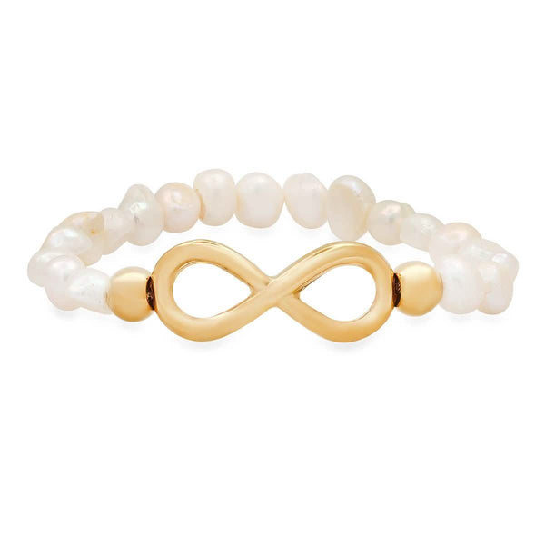 Ladies Freshwater Pearls and Infinity Charm Bracelet