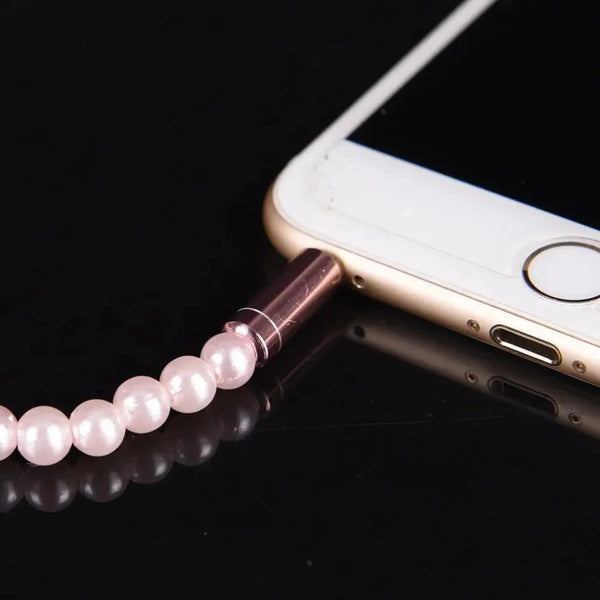 Ladies Luxury Pearl Necklace Pink Earphones With Mic Excellent Sound Quality Stereo Earphones For Everyday Use