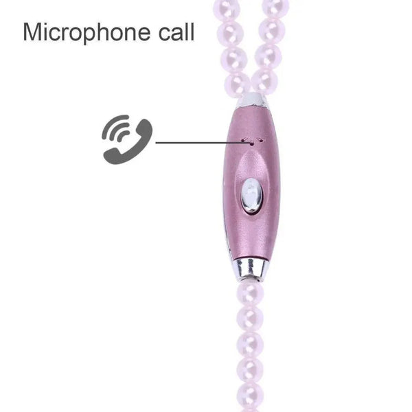 Ladies Luxury Pearl Necklace Pink Earphones With Mic Excellent Sound Quality Stereo Earphones For Everyday Use