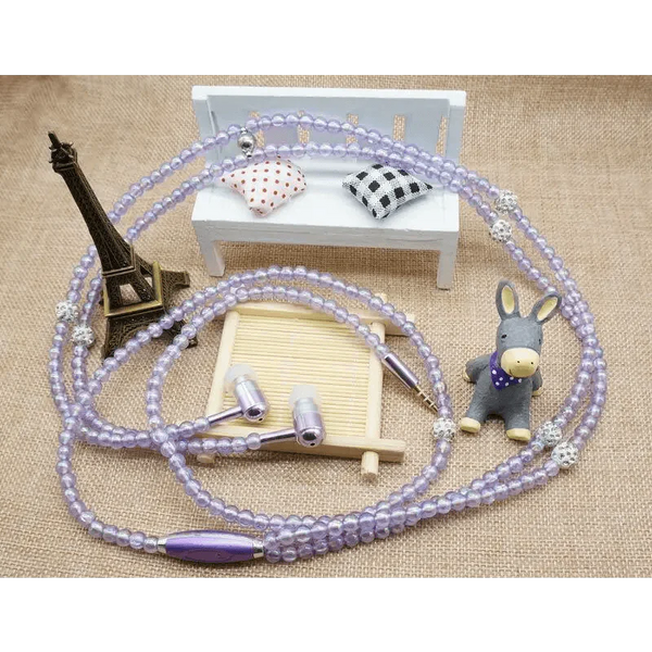 Ladies Luxury Pearl Necklace Pink Earphones With Mic Excellent Sound Quality Stereo Earphones For Everyday Use